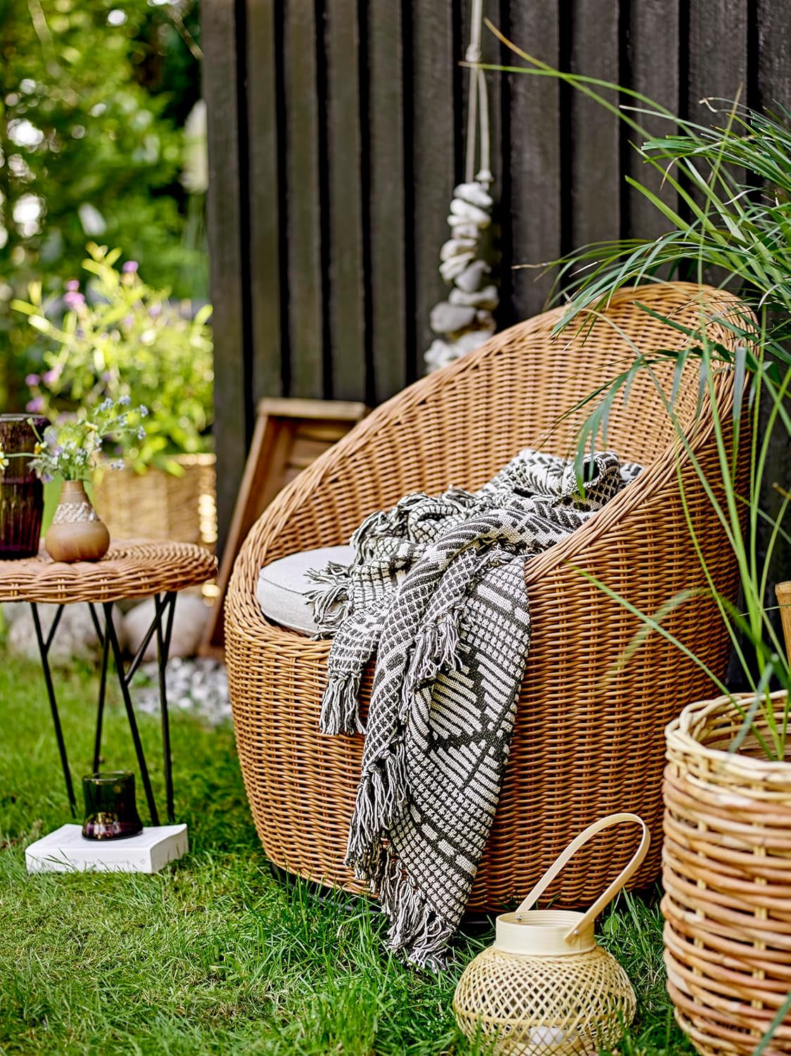 Bloomingville couvre-lit, noir, coton, 160 cm Bloomingville Beds and Blankets