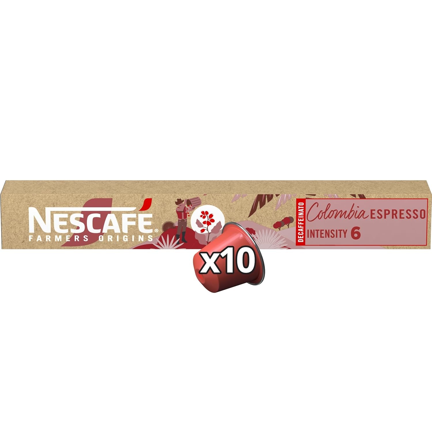 NESCAFÉ Farmers Origins Colombia Espresso Entkoffeiniert 6 x 10 Capsules de café - Capsules de café pour machines Nespresso