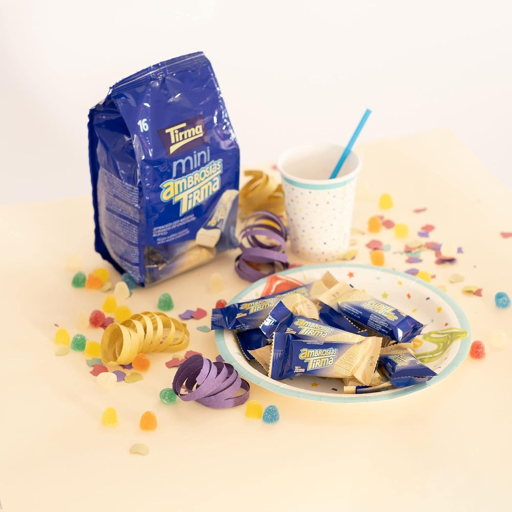 Tirma Mini gaufrettes au chocolat blanc | (16 unités x 13,5 g), 216 g | Garniture à la crème délicate | Sans OGM | Convient aux végétariens | Emballé individuellement | Collation emballée