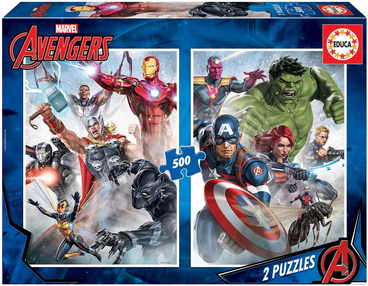 Educa - Puzzle 500 pièces pour adultes | Puzzle Marvel Avengers 2 X 500 pièces pour adultes et enfants à partir de 11 ans, super héros, ensemble de puzzles (17994) Puzzle Naty Shop 2 X 500 pièces