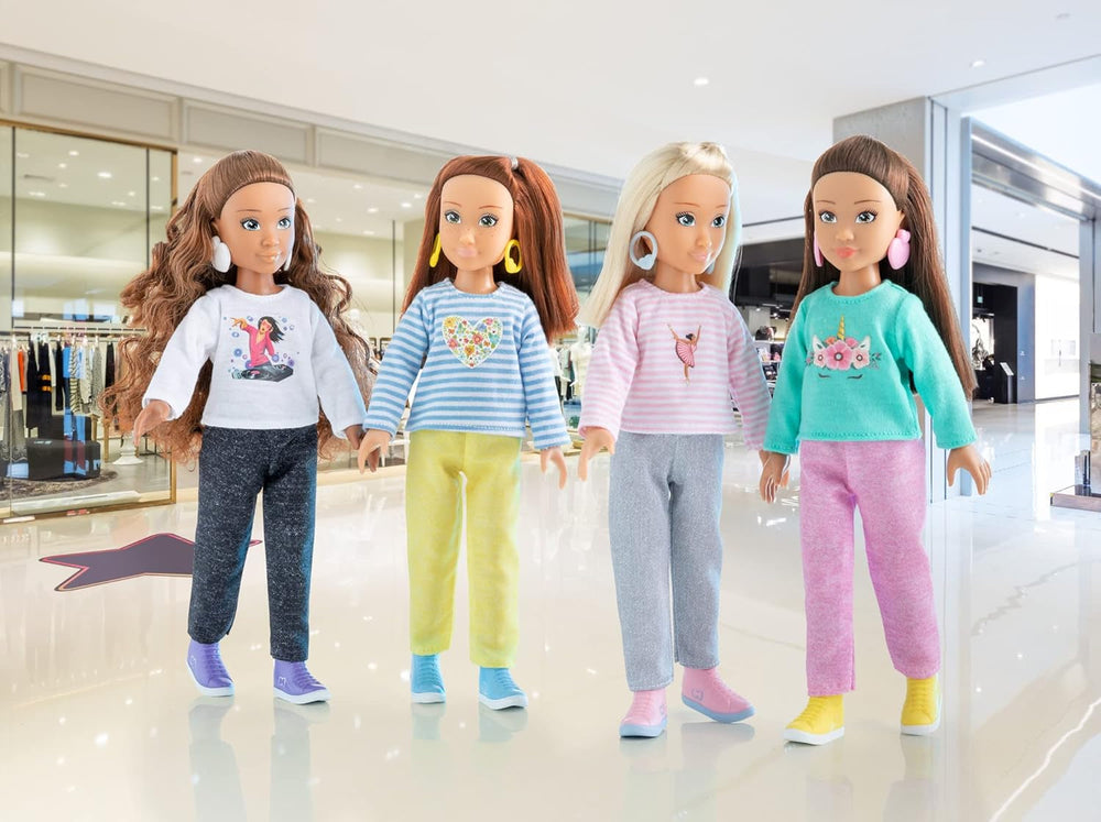 Corolle Girls Valentine Shopping Surprise, Ankleidepuppe mit Ohrringen und 6 Überraschungen, Vanilleduft, 28cm, ab 4 Jahre
