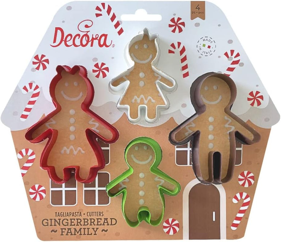 0255245 Emporte-pièces en plastique de la Famille Dulceur, le coffret idéal pour les décorations en pâte à sucre ou en gumpaste, fabriqué en Italie, design original. Paquet de 4.