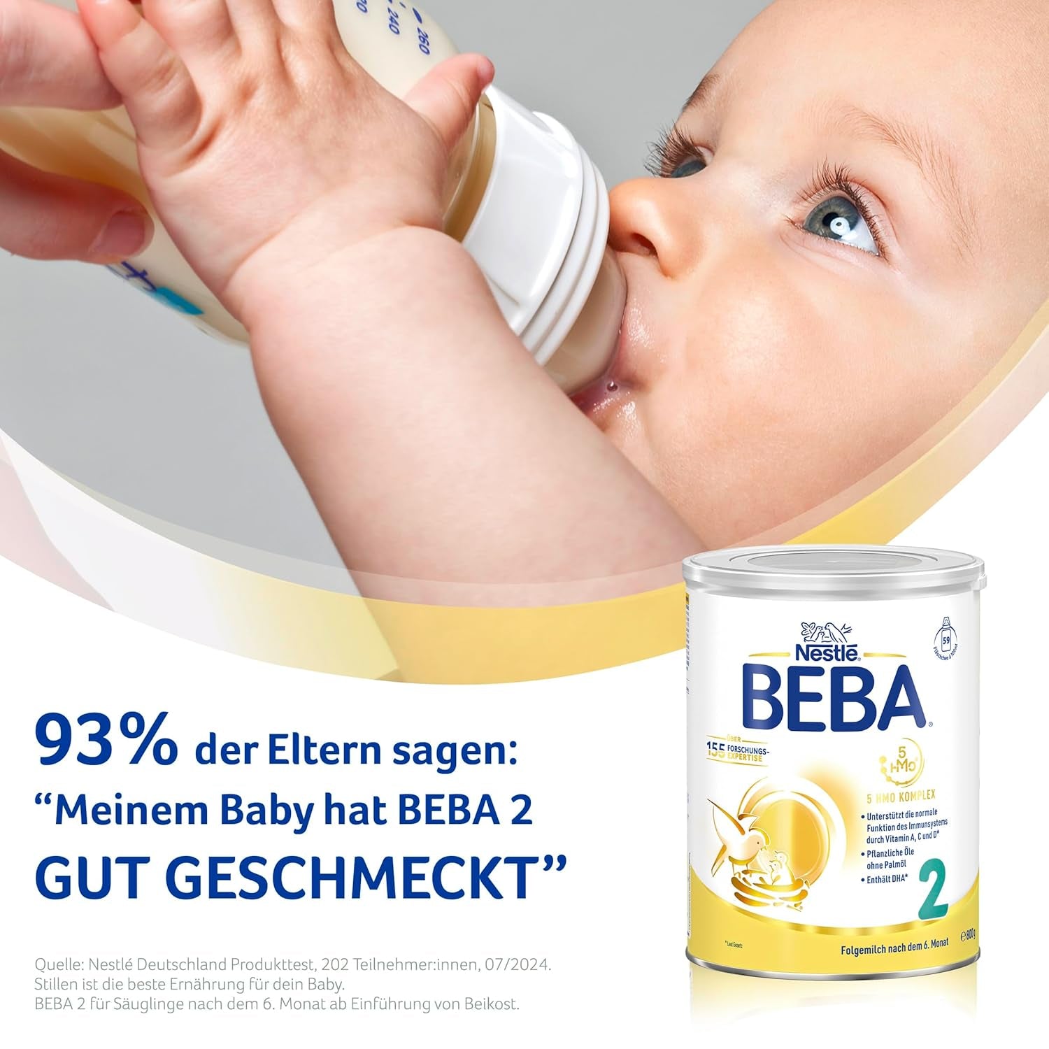 BEBA 2 - Lait de suite après 6 mois, avec complexe 5 HMO, teneur en protéines adaptée à l'âge, sans lactose, sans huile de palme, sans huile de poisson, nourriture pour bébé, lait en poudre pour bébé, lot de 3 (3 x 800 g)