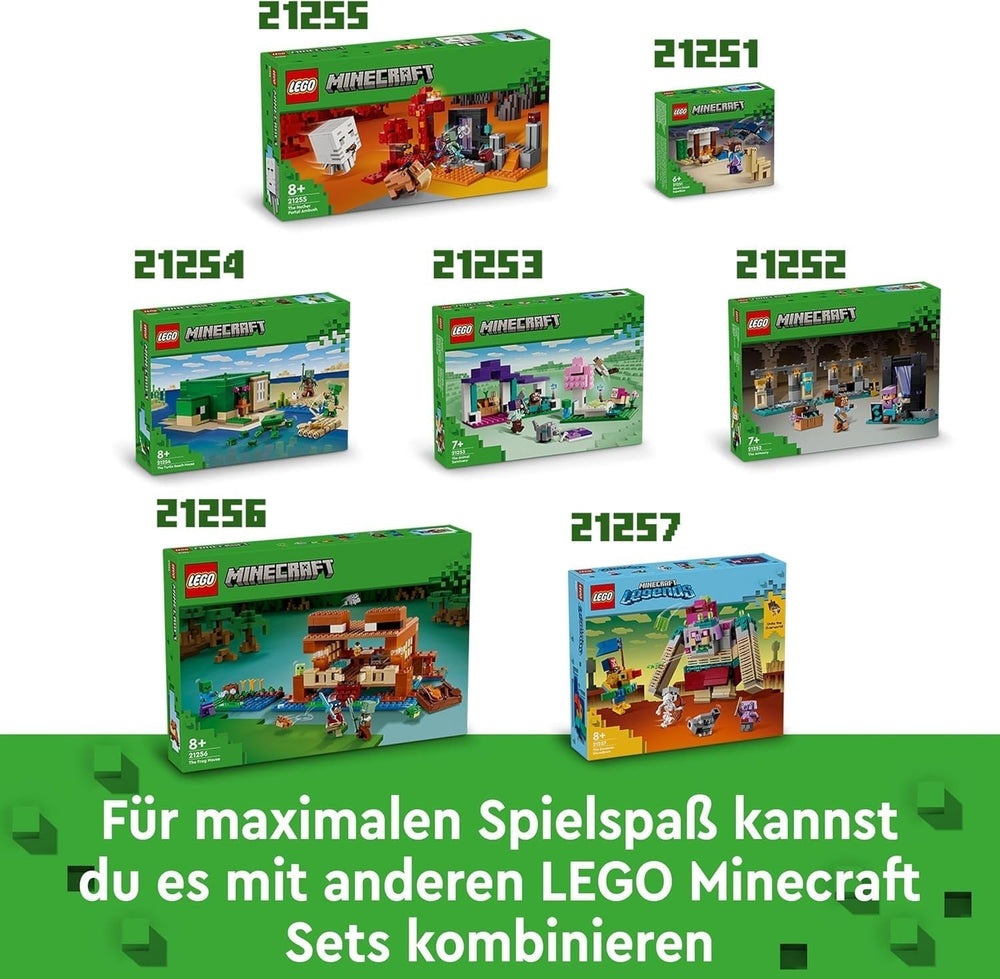 LEGO Minecraft The Frog House, maison de jouets avec figurines dont zombie, slime et noyé, ainsi que des accessoires tels qu'un bateau jouet et un établi, cadeau pour garçons et filles à partir de 8 ans 21256 Jeux de construction Besuche den LEGO-Store