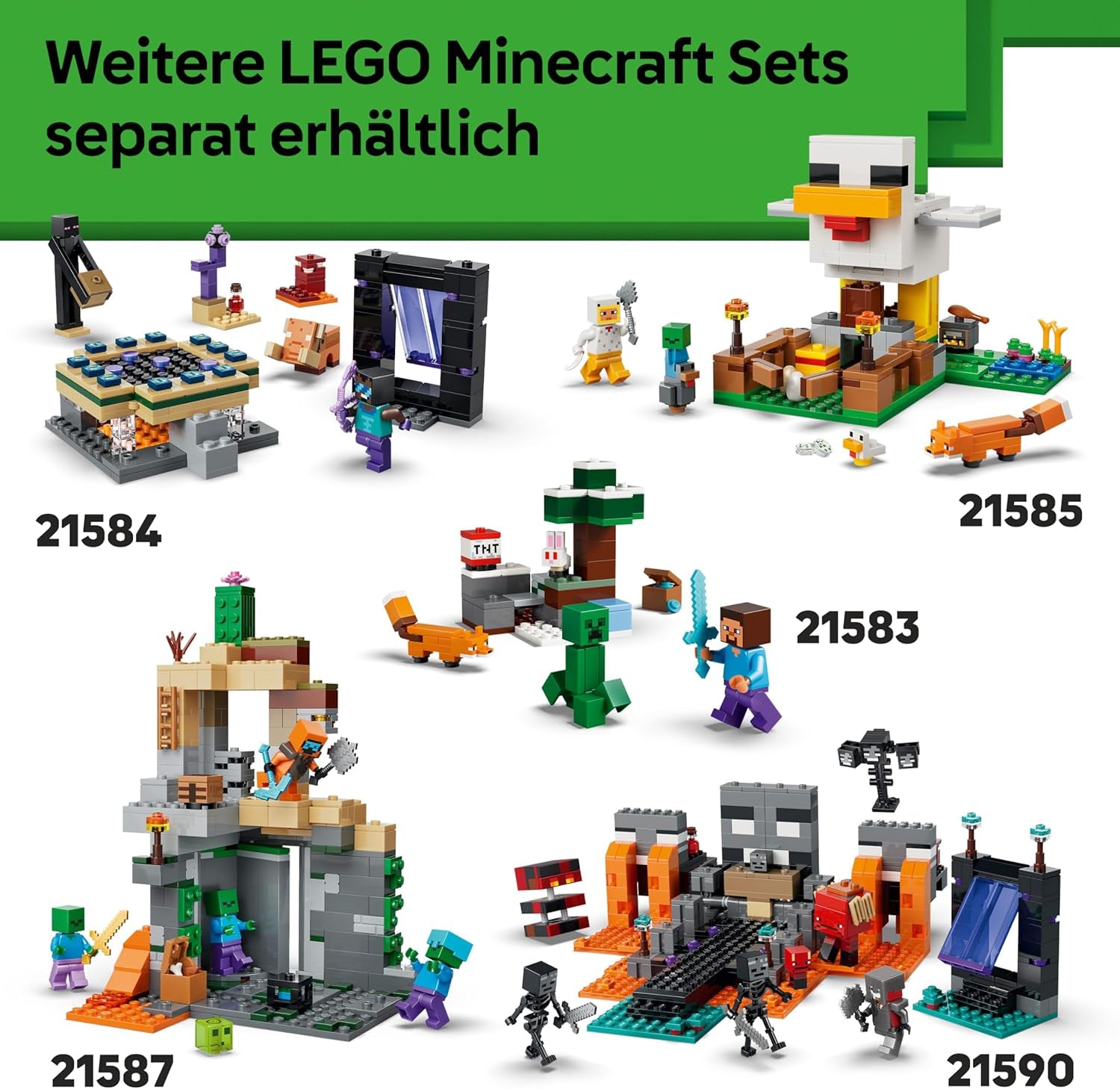 LEGO Minecraft Blasser Garden - Jeux créatifs pour enfants - Jeux pour jeunes et filles à partir de 7 ans - avec figurines Minecraft - Mottenmann, Creeper, Skelet et Knarz - Jeu - 21586