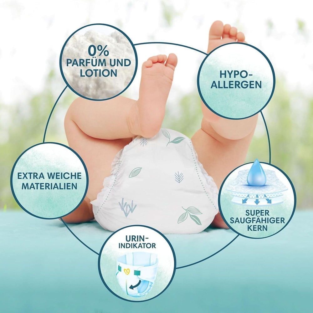 Couches Pampers pour bébé taille 2 (4-8 kg) Harmony, pack économique avec double boîte mensuelle, protection douce de la peau et ingrédients à base de plantes, 408 pièces Mère et bébé Naty Shop