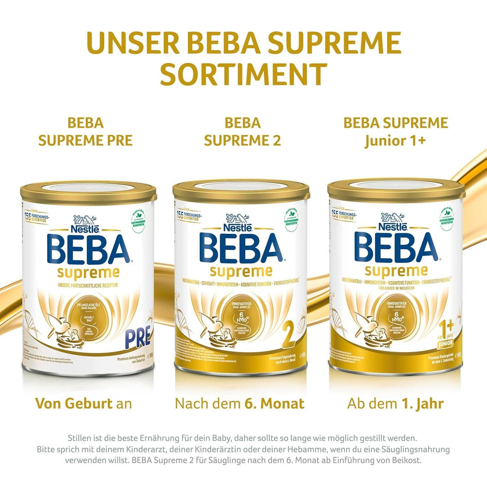 Boisson pour enfants BEBA SUPREME Junior 1+ à partir de 1 ans, nourriture pour enfants avec complexe 6 HMO, uniquement lactose, sans huile de palme, pack 6 (6 x 800 g) Mère et Enfant Naty Shop