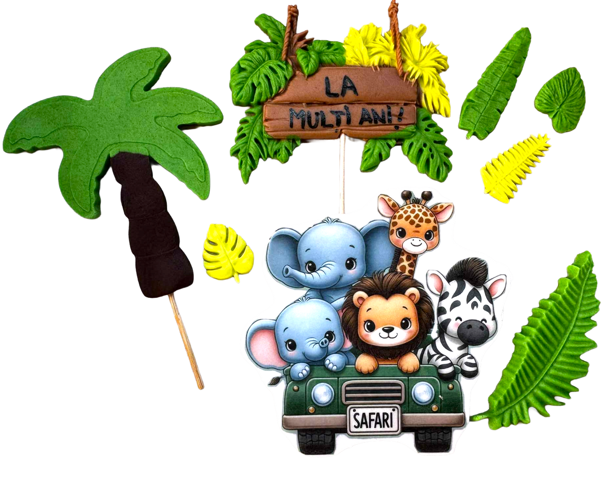 Set Safari – 8 figurines comestibles en pâte à sucre pour gâteaux