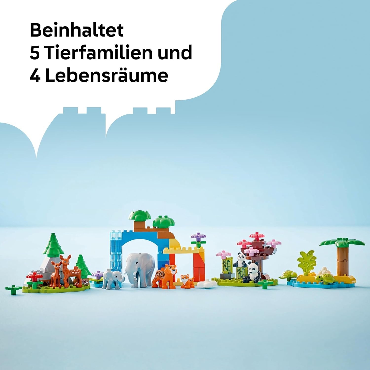 LEGO DUPLO Town Wild Animal Families 3 en 1, jouet éducatif pour tout-petits avec tortues, tigres, éléphants, cerfs, pandas, ensemble pour enfants d'âge préscolaire à partir de 2 ans, jouet de construction avec figurines d'animaux 10446 Jeux de construction Beuche den LEGO-Store