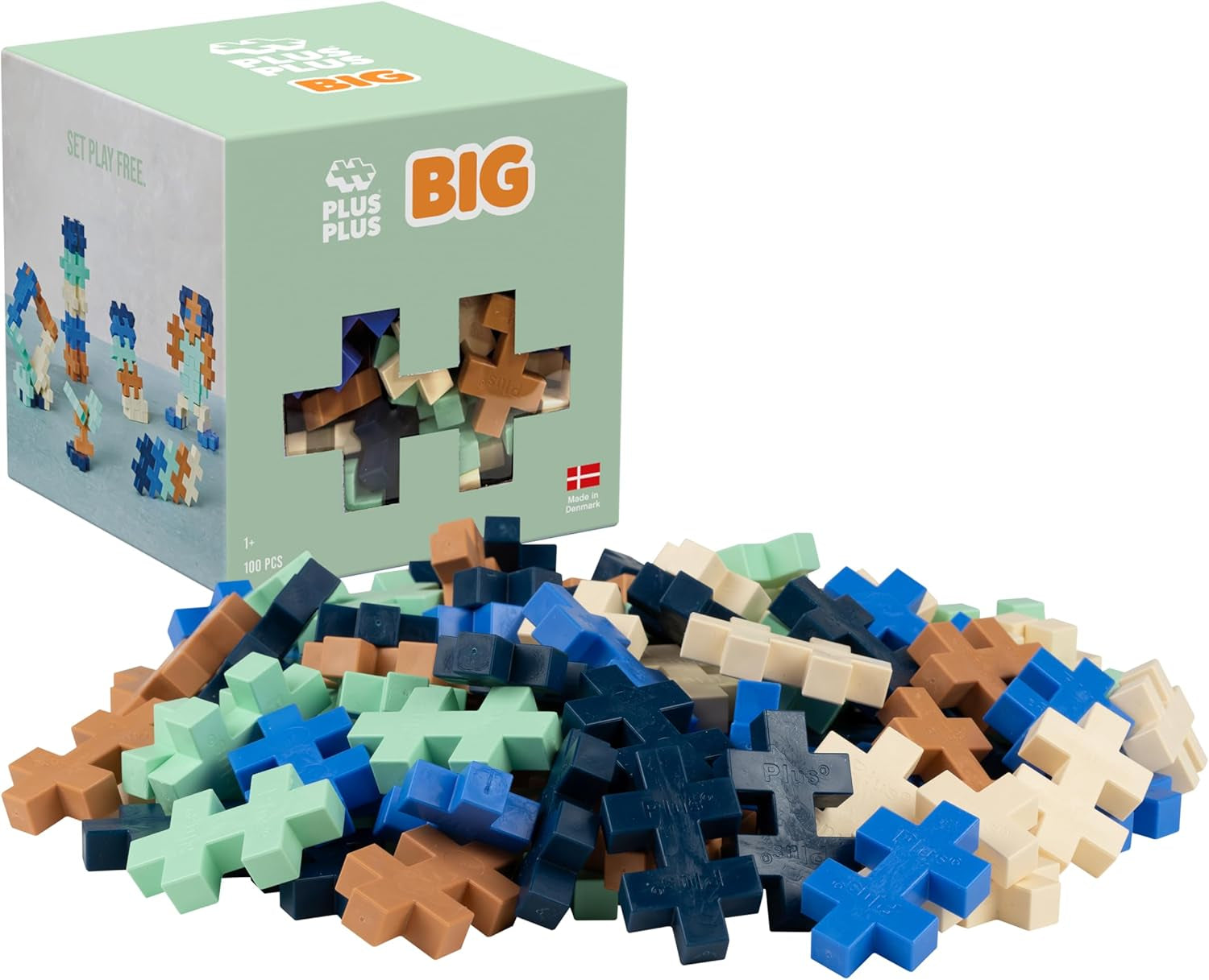 Plus-Plus 9603210 Geniales Konstruktionsspielzeug, Open Play Big Basic Mix, Bausteine-Set, 100 pièces, Mehrfarbig, Mehrfarbig