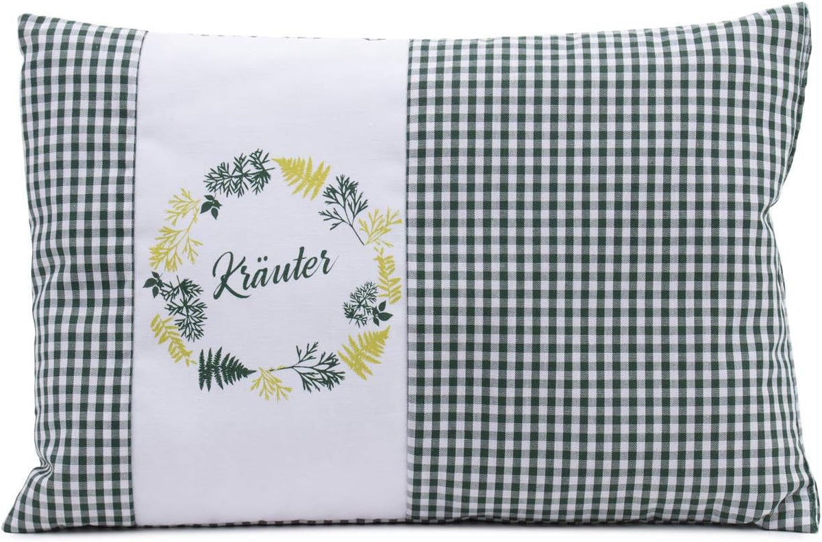 Gözze - Oreiller parfumé aux herbes, remplissage de mélange d'herbes 200G, housse 100% coton, 30 X 20 cm - Plaid Vert Naty Shop Oreillers Standard Plaid Vert