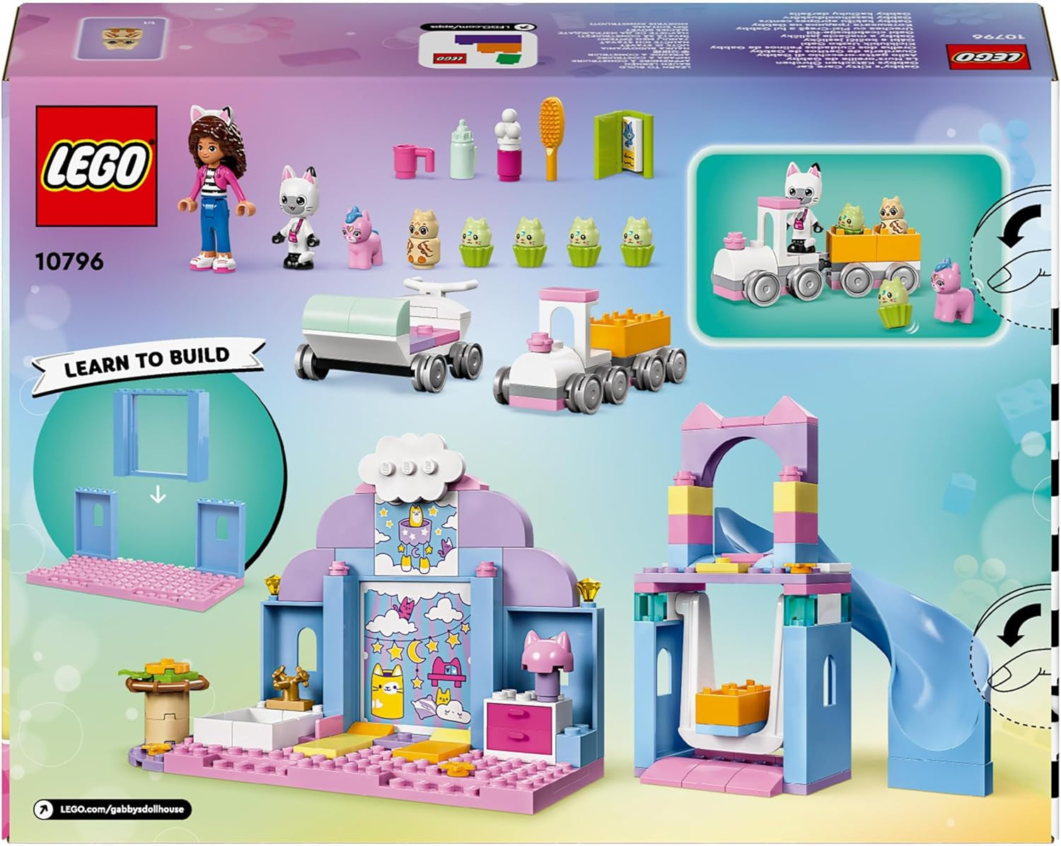 LEGO 4+ Gabby's Dollhouse Gabby's Little Kitty Ears Jeu d'imitation d'animal Jouet pour enfants avec toboggan et figurines Cadeau pour filles et garçons Jouet de jeu créatif 10796 Jeux de construction Beuche den LEGO-Store
