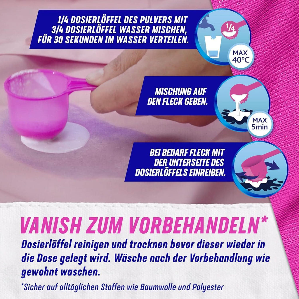 Vanish Oxi Action Powder Pink - 1 X 1.65 Kg - pudră de îndepărtare a petelor și de îmbunătățire a rufelor fără clor - pentru rufe colorate Detergenti Rufe Naty Shop