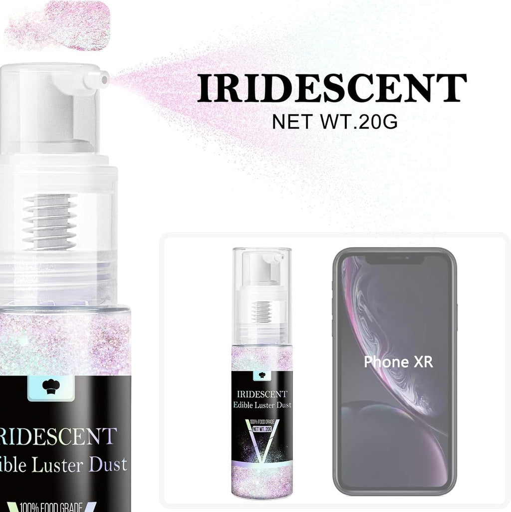 Set spray cu sclipici comestibil - 20 g praf de sclipici alimentar iridescent pentru băuturi, șampanie, prăjituri - colorant alimentar metalic comestibil pentru cocktailuri, vin, lichior, copt, prăjituri