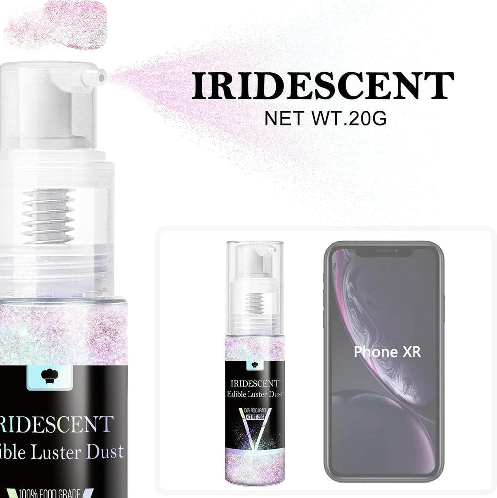 Ensemble de spray à paillettes comestibles – 20 g de poussière de paillettes irisées pour boissons, champagne, gâteaux – Colorant alimentaire métallique comestible pour cocktails, vin, liqueur, pâtisserie, gâteaux