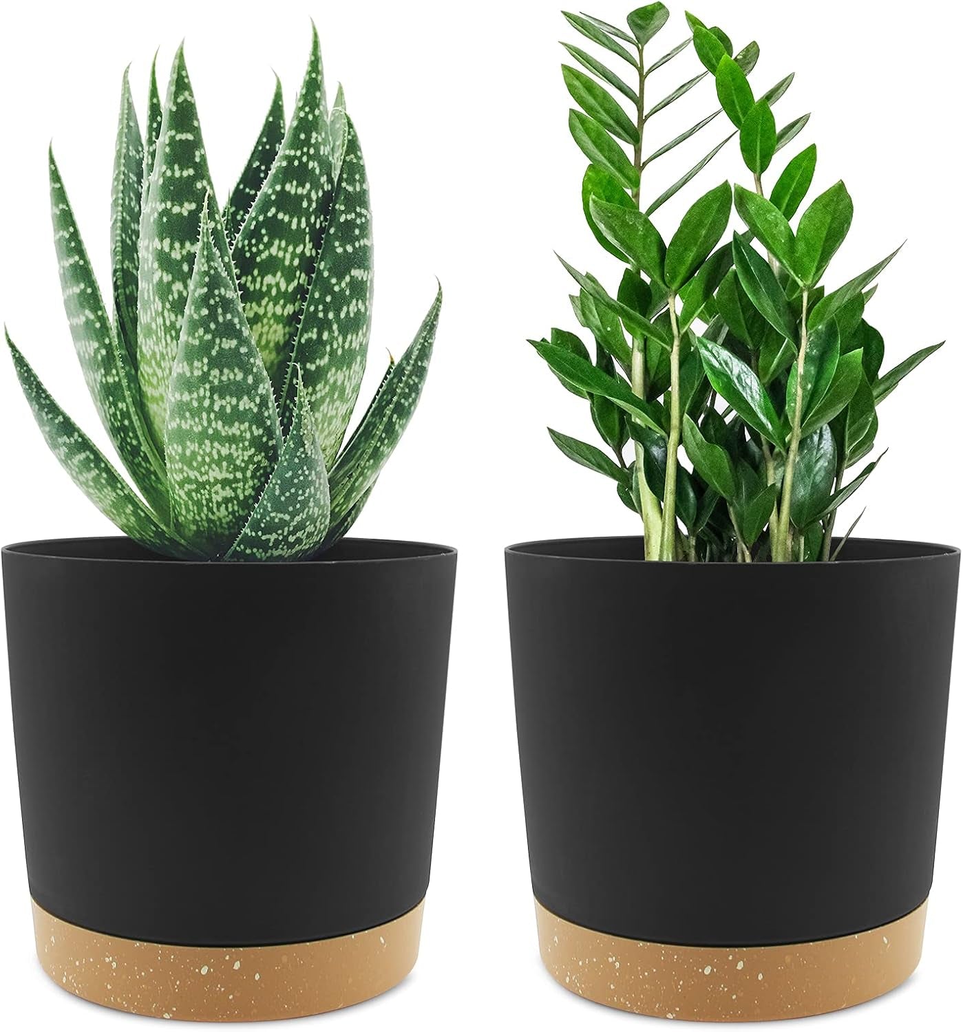 Lot de 2 pots de fleurs de 12,7 cm, pots de fleurs d'intérieur avec trous de drainage et base amovible, soucoupes décoratives modernes pour jardinières d'extérieur (blanc 12,7 cm)