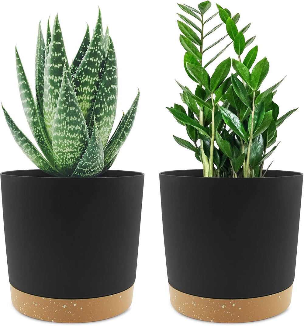 Lot de 2 pots de fleurs de 12,7 cm, pots de fleurs d'intérieur avec trous de drainage et base amovible, soucoupes décoratives modernes pour jardinières d'extérieur (blanc 12,7 cm)