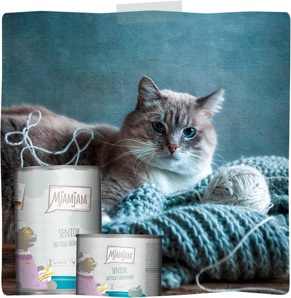 MjAMjAM - Hrană umedă premium pentru pisici - Senior - pui suculent, pachet de 6 (6 x 400g), fără cereale