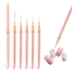 Nail Art Liner-Pinsel 5-Teiliges Gel-Nagellack-Malerei-Nagel-Punkt-Zeichnungs-Werkzeug Für Lange Linien Kunst-Design-Stift-Set Metallgriff Nail-Art-Design-Pinsel Für Frauen