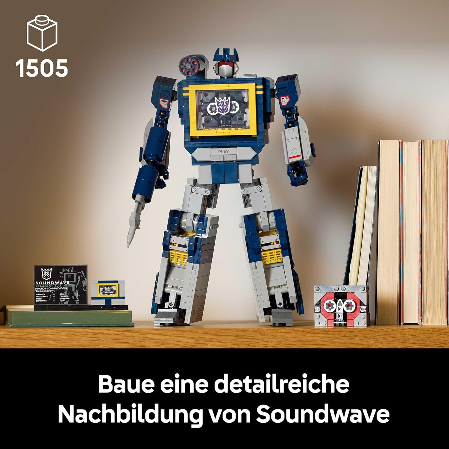 LEGO Icons Transformers : Soundwave Set pour enfants - Modellbau mit verwandelbaren Figuren inkl. Laserbeak & Ravage sovie einem Soundstein - Objet de collection et cadeau pour les fans - 10358