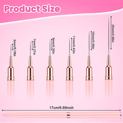 6 pièces Liner Nailart Pinsel Nageldesign Pinsel Set Dünn Acryl Nagelpunkt-Zeichenwerkzeug Nägel Dünne Nagelpinsel Set pour Lange Linien, Dünne Détails, Fines Zichnen 5/7/9/11/15/25 Mm (Rose)