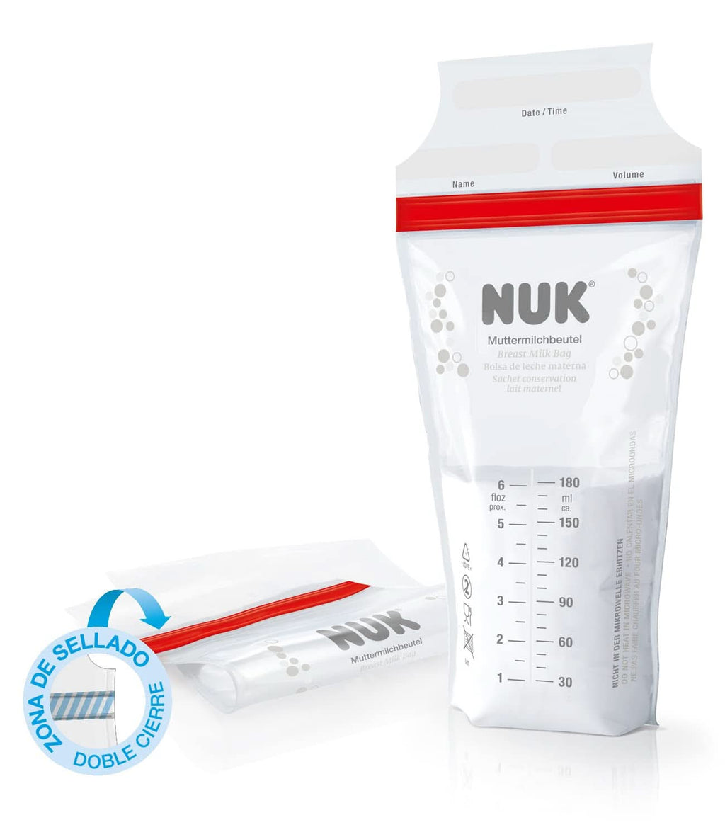 Pungi de lapte matern NUK, care economisesc spațiu și se pot utiliza imediat, 180 ml, 25 buc, transparente Accesorii Hrana si Alaptare Bebe Naty Shop