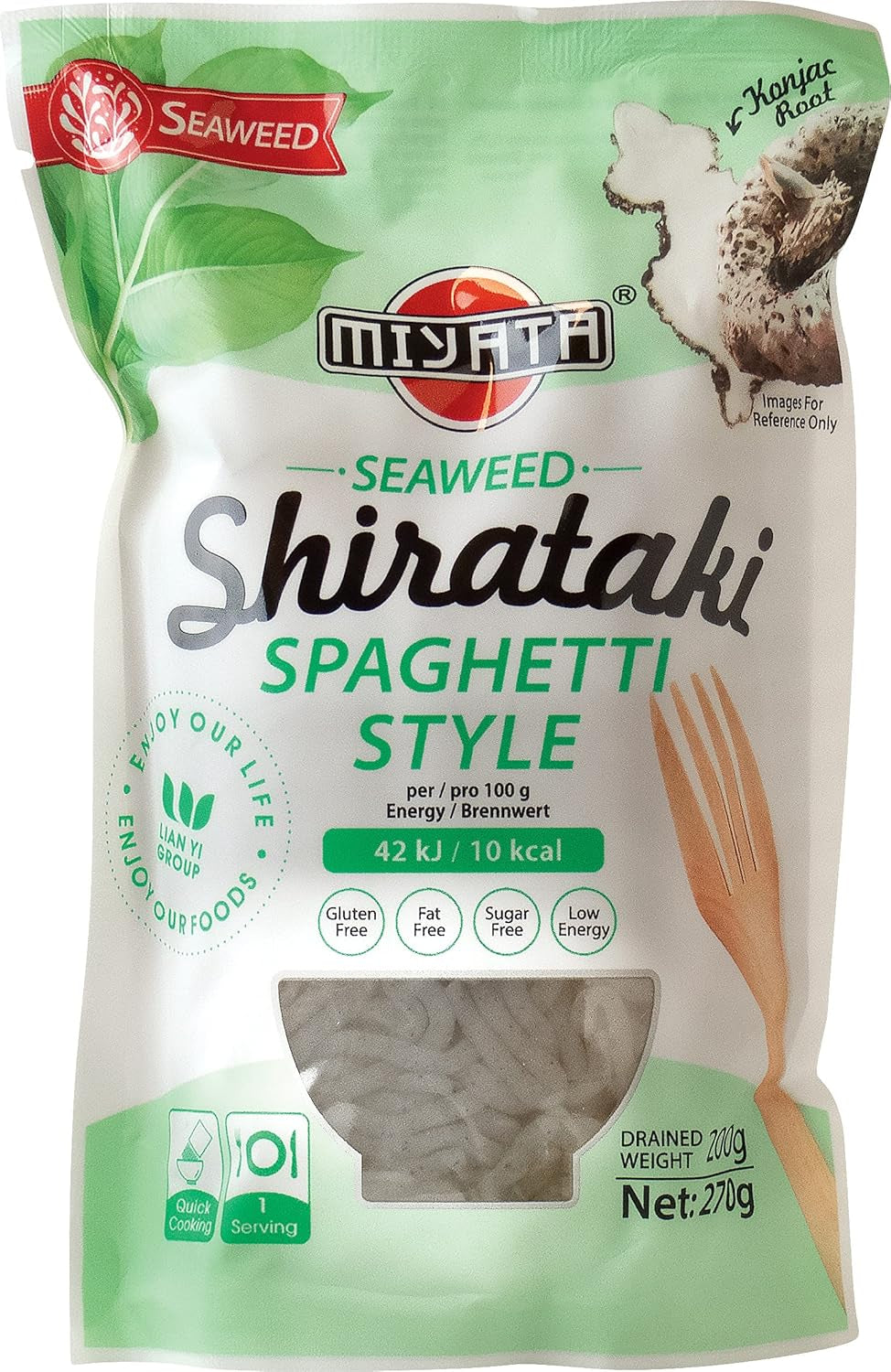 Tăiței Miyata Shirataki în stil Udon, din făină de konjac, pachet de 6 (6 x 270g)