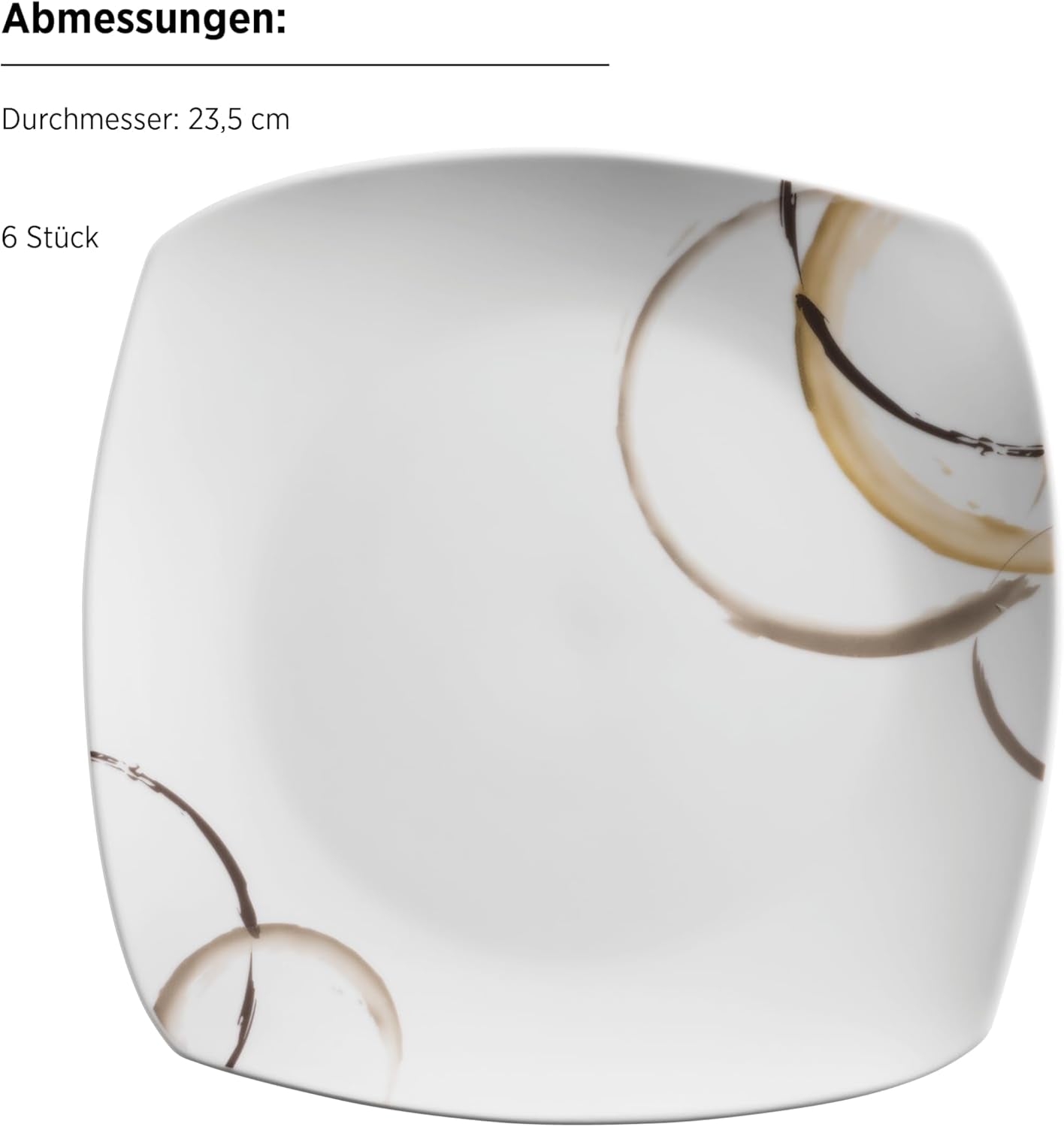 MÄSER Nela service de table combiné, série 30 pièces, service de table carré pour 6 personnes, blanc/marron