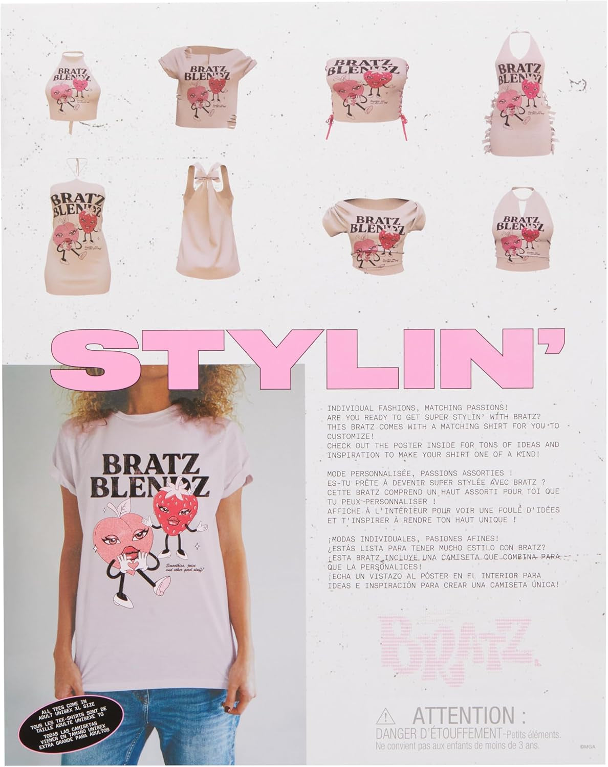 Bratz Stylin' Cloe - Poupée mannequin avec t-shirt personnalisable et accessoires inclus, jouet mignon pour filles