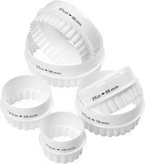 Lot de 6 moules à biscuits ronds réversibles Tala, moules à biscuits à bords lisses et cannelés, plastique sans BPA, pour pâte, fondant et massepain, 48 à 98 mm