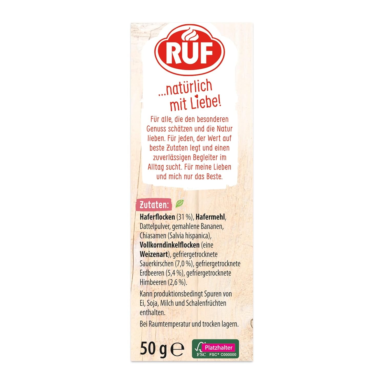 RUF Smoothie Bowl Berry Bunch Oats Breakfast Snack avec baies et graines de chia, rapide et facile à préparer, végétalien, 1 sachet x 50 g (paquet de 3)