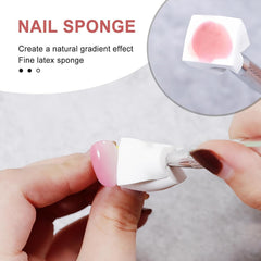 Qufiiry 200 pièces Nail Art Schwämme Mit Metallgreifer, Nagelkunst Schwammpinsel, Maniküre Zubehör Für Nägel, Um Eine Varavländ von Gradient Nail Art Patterns to Create (Blanc)