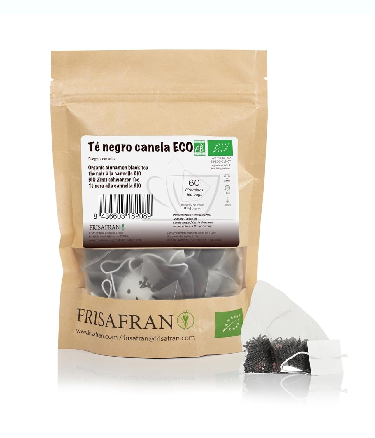 FRISAFRAN | Ceai verde organic Mint Gunpowder în piramide 30 unități | 60G | Antioxidant | Ceai verde japonez | Digestiv | Băutură răcoritoare | Infuzie de mentă | Ceai pur | Frunze de mentă | Cald-rece