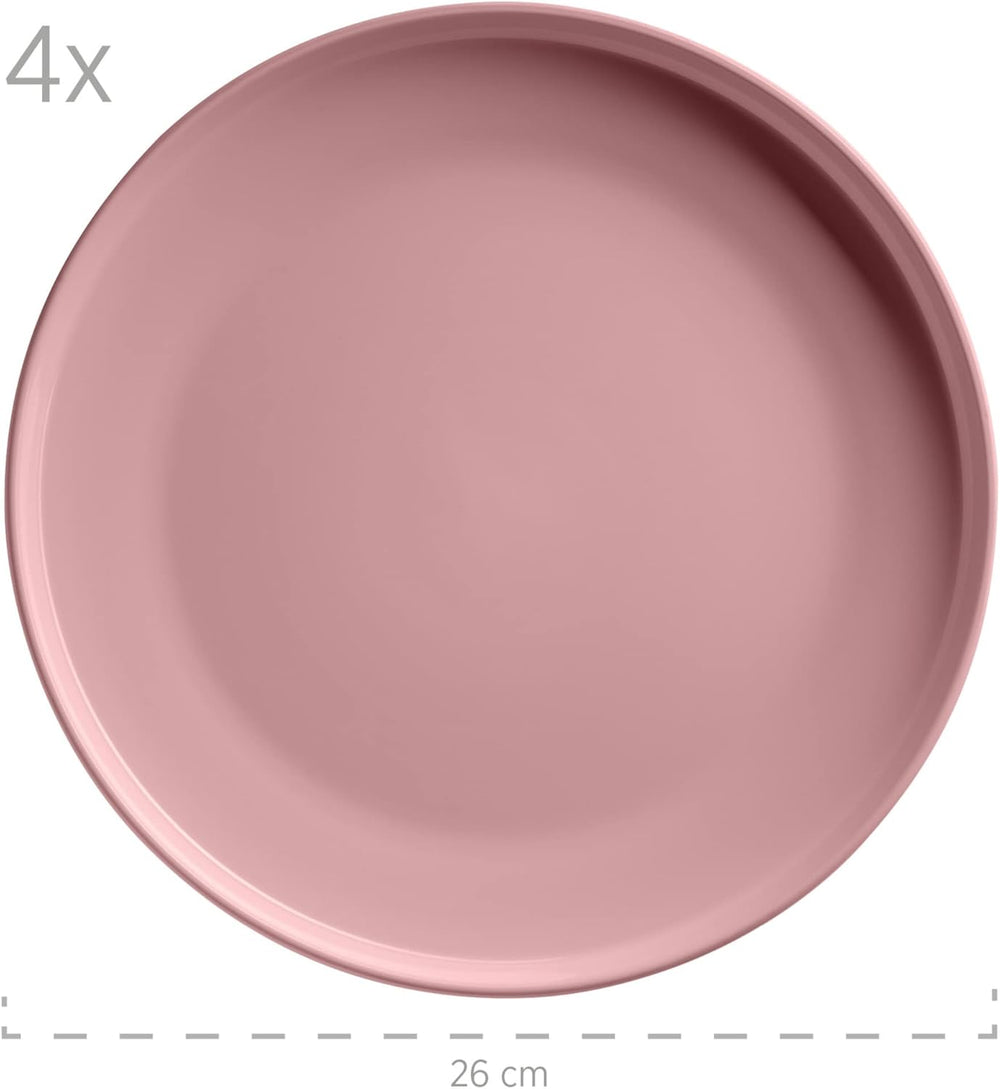 MÄSER 934005 Série Alenia, Service de table pour 4 personnes au design scandinave moderne, Service combiné en céramique de 16 pièces en rose, Grès