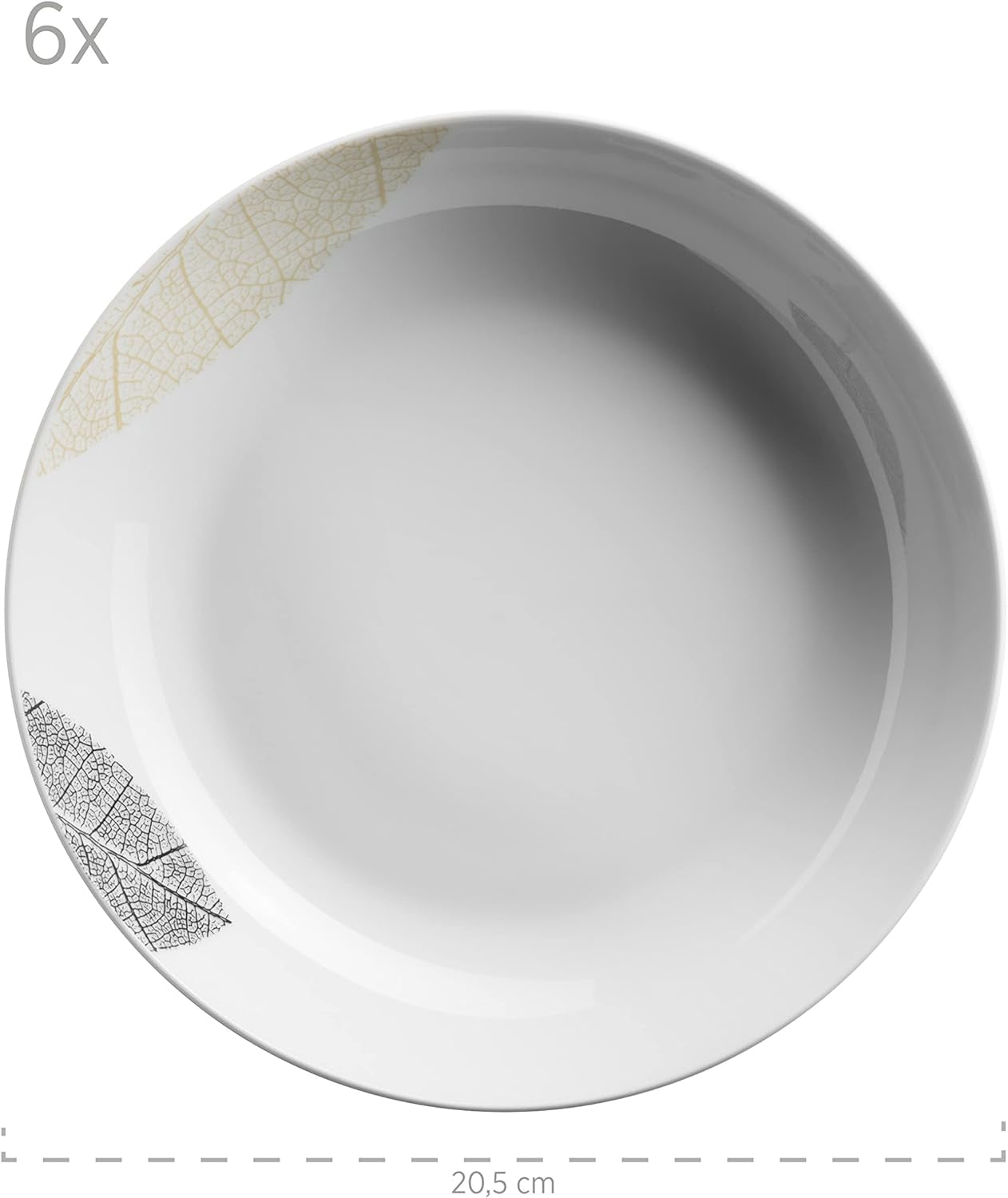 MÄSER 931215 Service de table joliment décoré pour 6 personnes, service combiné 30 pièces, avec formes sans cadre, porcelaine, blanc