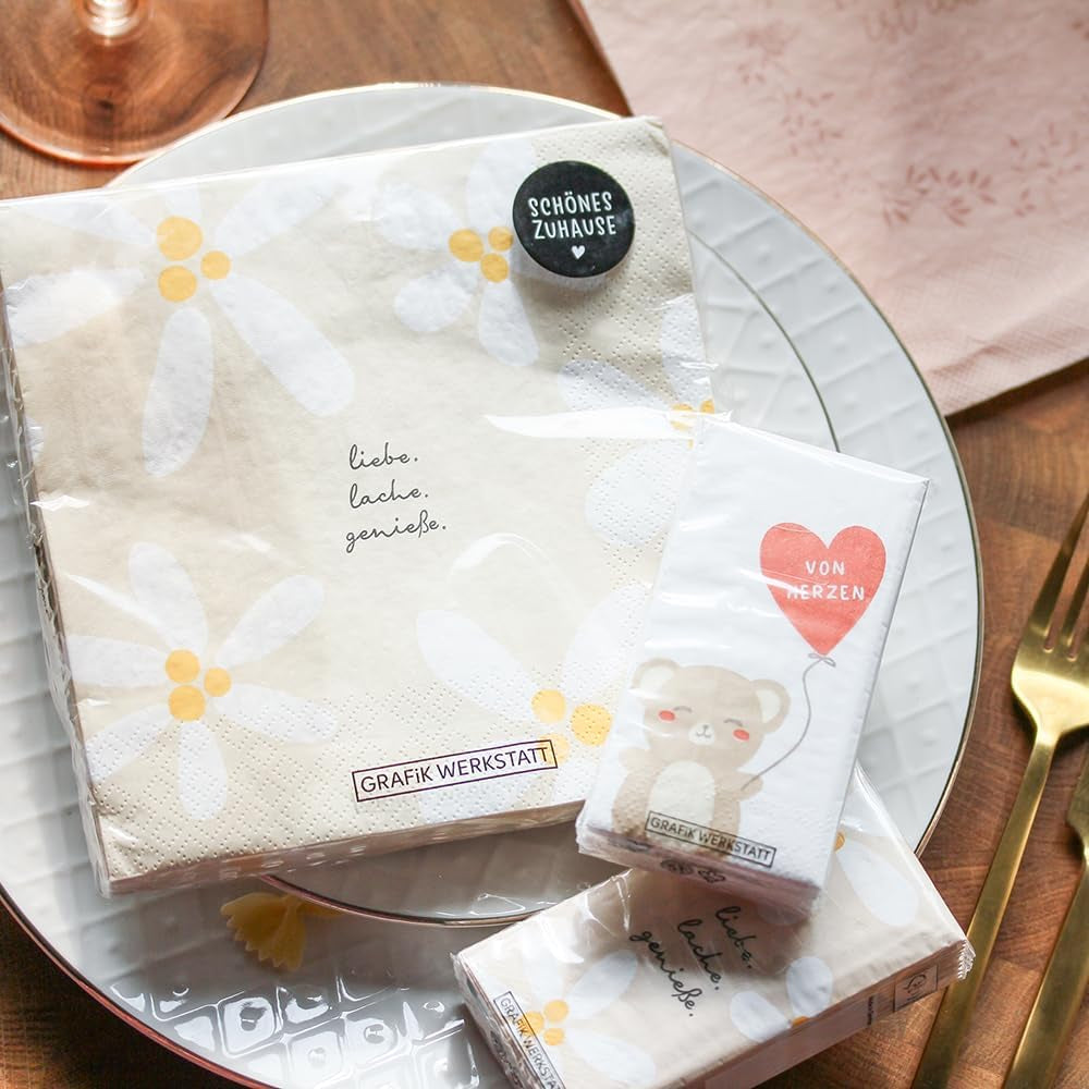 Grafik Werkstatt Serviettes Mit Spruch Gross | 20 pièces | 16,5 X 16,5 cm | Gris | Bon appétit!