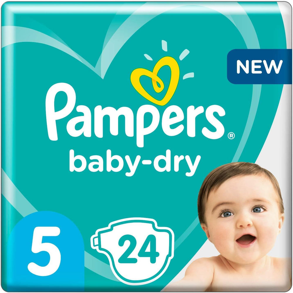 Couches Pampers pour bébés taille 5 (11-16 kg), 24 pièces, jusqu'à 12 heures de protection contre les fuites
