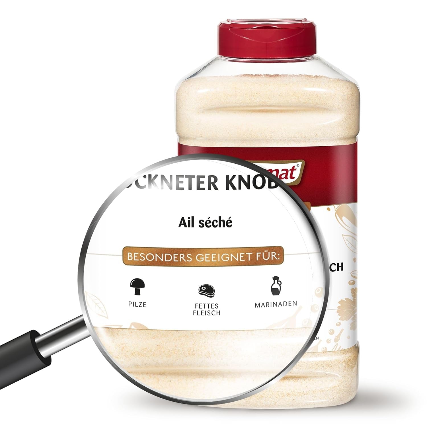 Prymat Getrockneter Knoblauch granuliert 1.05kg – Aromatisches Knoblauchgranulat zum Würzen von Fleisch, Fisch, Gemüse, Saucen, Dips & Marinaden – intensif im Gesmack – ohne Zusätze