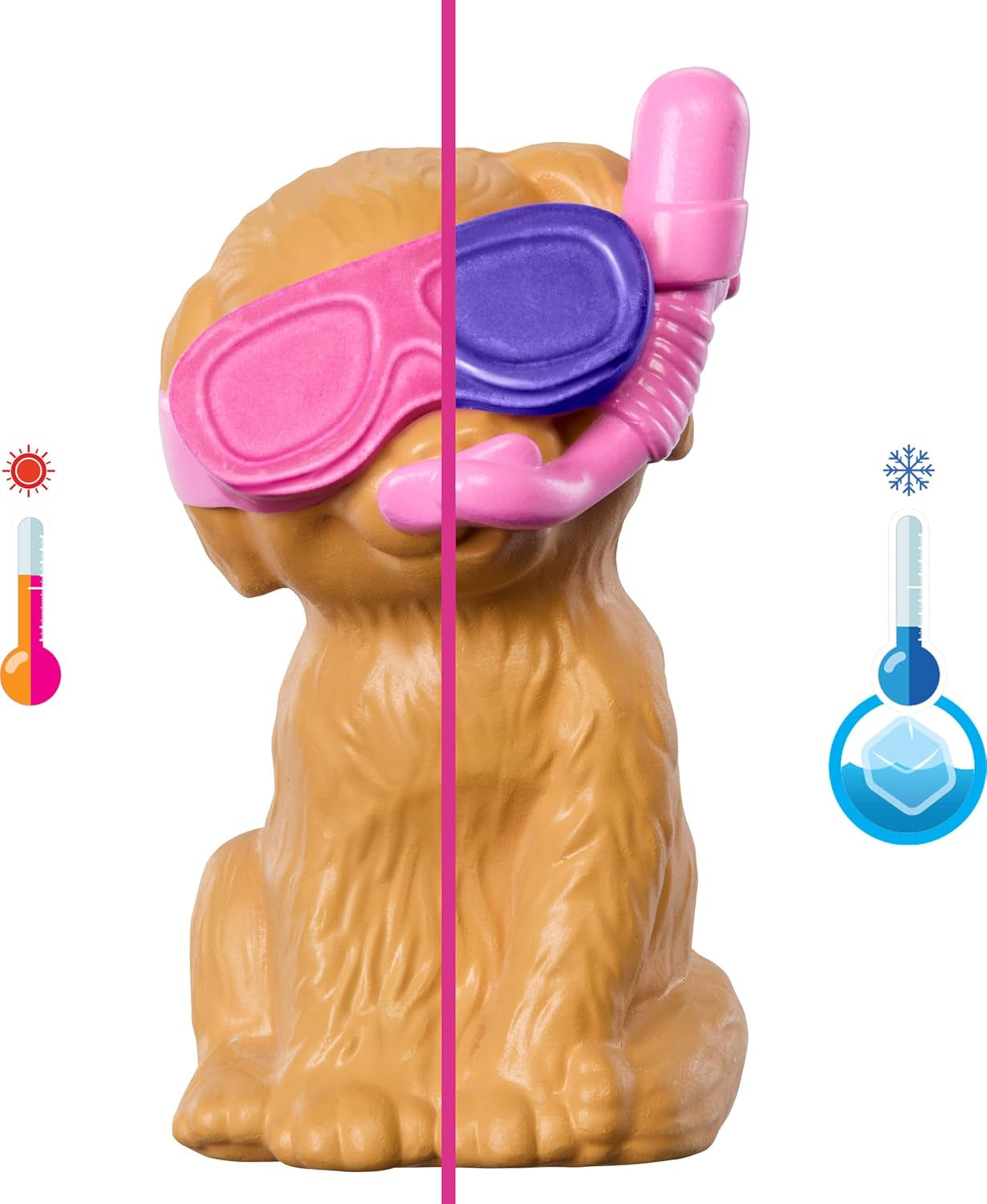 Barbie Puppy Pool Party Playset avec poupée tendance, niche pour chien et toboggan, piscine en forme de cœur, 2 figurines de chien, 6 accessoires et changeur de couleur, JBF35