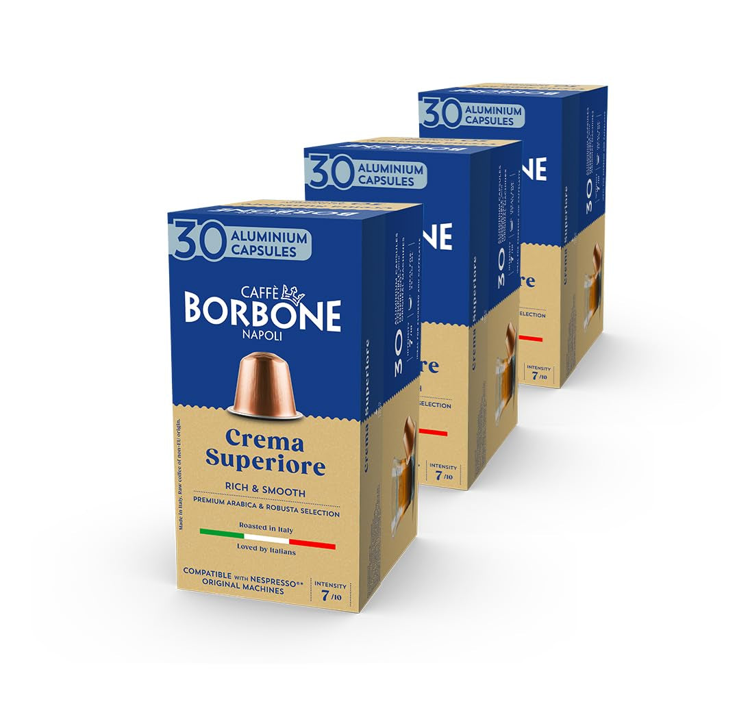 Caffè Borbone Crema Superiore - 90 Kaffeekapseln - riche et crémeux - Compatible avec Nespresso®* Haushalts-Espressomaschinen