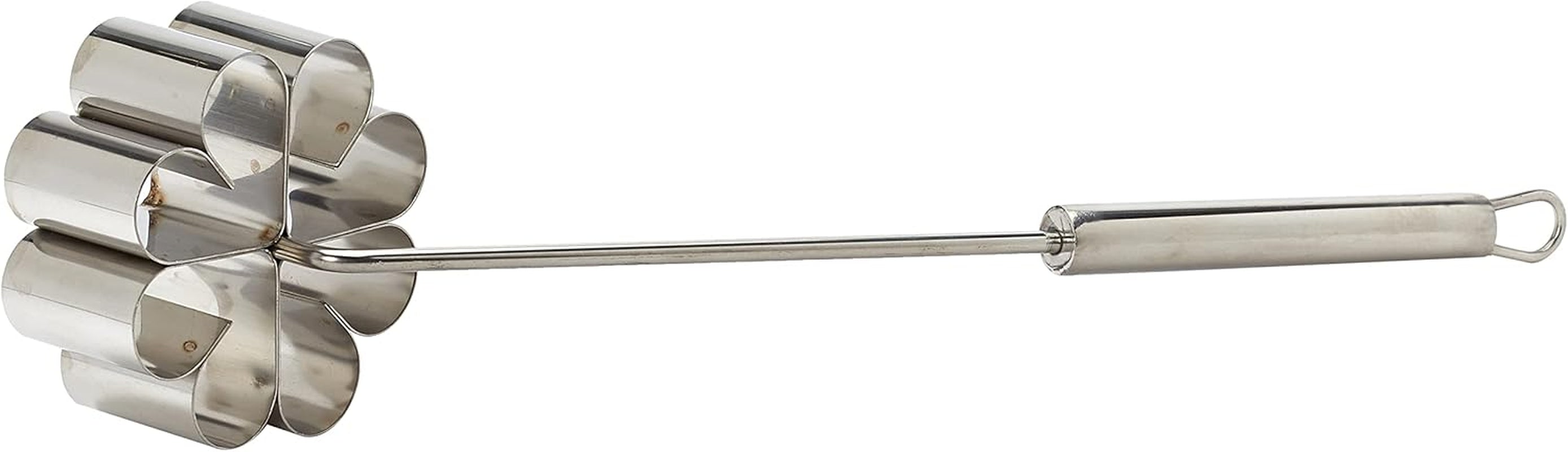 774300 Plat à pâtisserie en inox avec rosace à fleurs inclinée 9x3 cm, argent, 15 x 9 x 3 cm