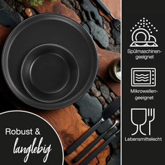 Moritz & Moritz Service de table NORDIC pour 6 personnes – Service de table 18 pièces en grès noir – Design scandinave – Service de table robuste pour 6 personnes pour un usage quotidien et les invités – Service de table combiné