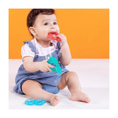 Bright Starts Stay Cool Anneaux de dentition plus frais Turquoise/Bleu/Rouge Facile à tenir Technologie de refroidissement longue durée Silicone Sans BPA
