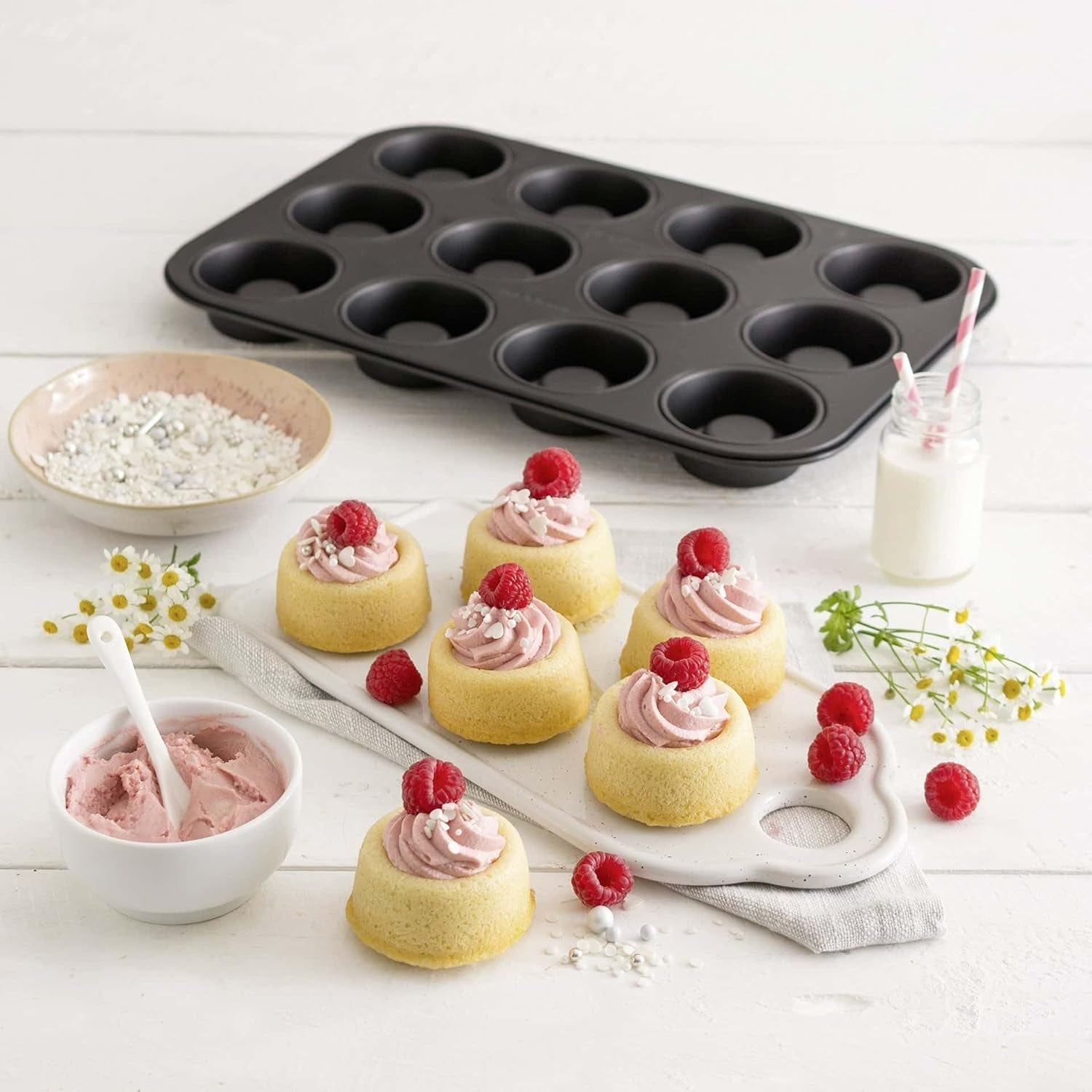Zenker Cup-Cake-Backblech 12Er Set – Premium Antihaftbeschichtung, Für Perfekte Cupcakes, 385X265X30Mm, Hitzebeständig Bis 230°C Moules et plaques pour la cuisson Naty Shop