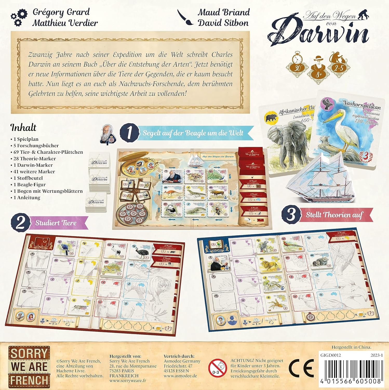 Désolé, nous sommes français, Darwin's Paths, jeu familial, nominé pour le jeu de l'année 2024, 2 à 5 joueurs, 8 ans et plus, 30 minutes, allemand