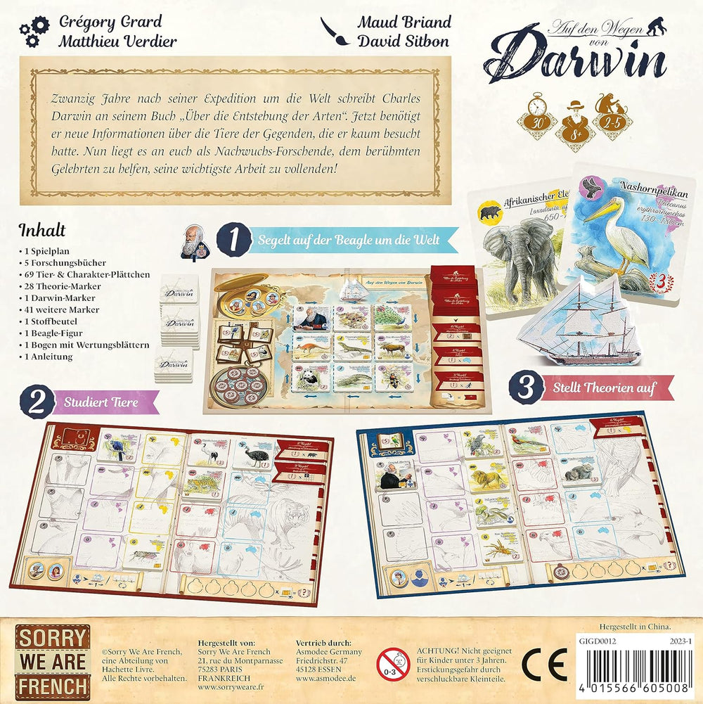 Désolé, nous sommes français, Darwin's Paths, jeu familial, nominé pour le jeu de l'année 2024, 2 à 5 joueurs, 8 ans et plus, 30 minutes, allemand
