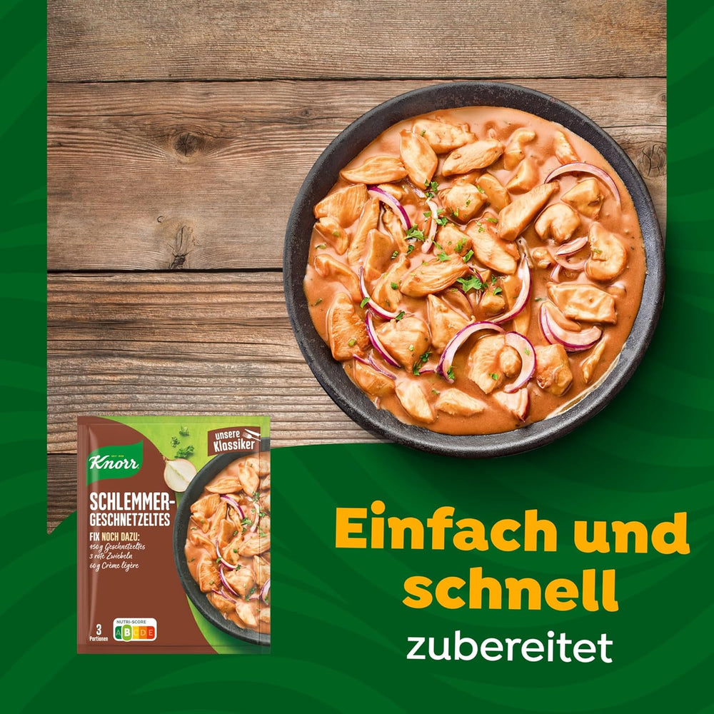 Knorr Fix Würzmischung Schlemmer-Geschnetzeltes für ein leckeres Fleischgericht sans geschmacksverstärkende Zusatzstoffe 43 g 1 pièce