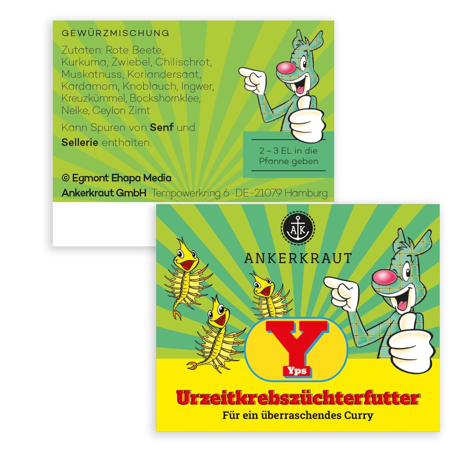 Ankerkraut x Yps Urzeitkrebszüchterfutter, Gewürzmischung für Rice, Gemüse et Snacks, avec Rote Beete, Kurkuma et Zwiebel, sans Salz, 80 g dans du verre de liège