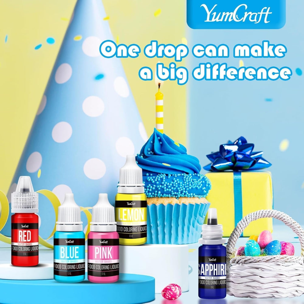 Colorant alimentaire - 20 couleurs colorant alimentaire liquide hautement concentré pour gâteaux, pâtisserie, œufs de Pâques, boissons - colorant alimentaire sans sucre pour fondant, glaçage, slime, décoration de gâteaux - 10 ml chacun