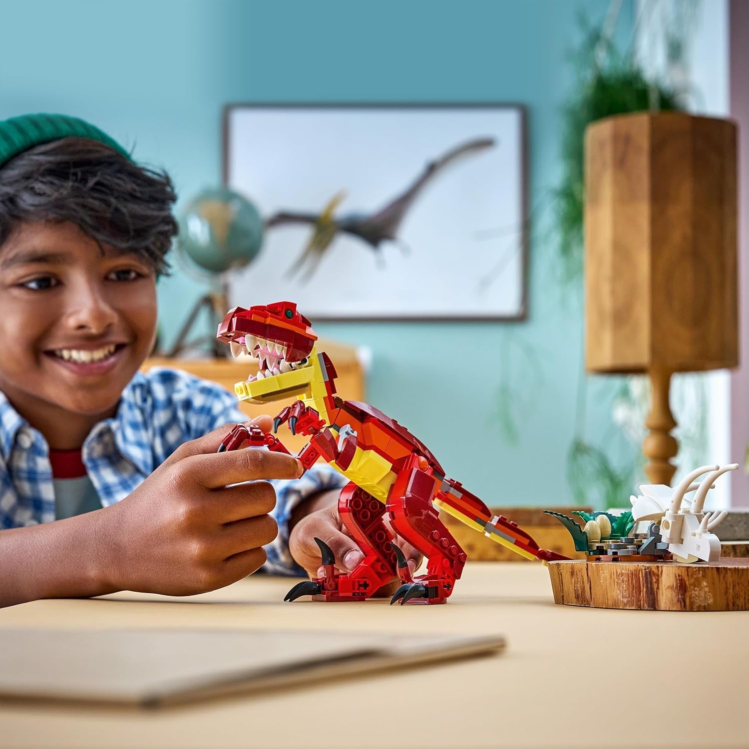 LEGO Creator 3in1 Fierce Dinosaur Toy - Build Velociraptor, Stegosaurus or Pterosaur Dino Figures w/Skeleton & Sharp Teeth Elements - Cool Birthday Gift Idea for 8+ Year Old Boys & Girls - 31379